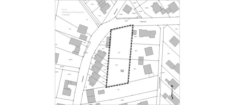 Geltungsbereich vorhabenbezogenen Bebauungsplan Nr. 40 "Fuldastraße/Weserstraße" (ohne Maßstab)