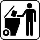 Person mit Mülltonne