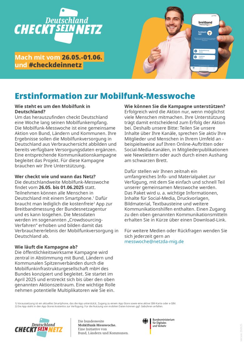 Plakat Erstinformation Mobilfunk-Messwoche Plakat Erstinformation Mobilfunk-Messwoche