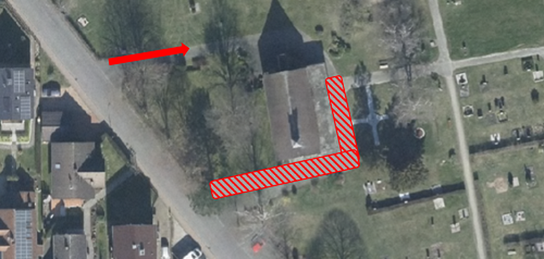 Planauszug Sanierung Gehweg Friedhofshalle Ihringshausen
