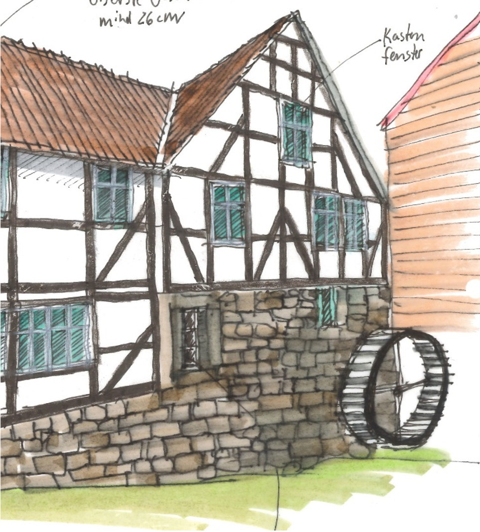 Skizzenzeichnung eines Hauses Skizzenzeichnung eines Hauses