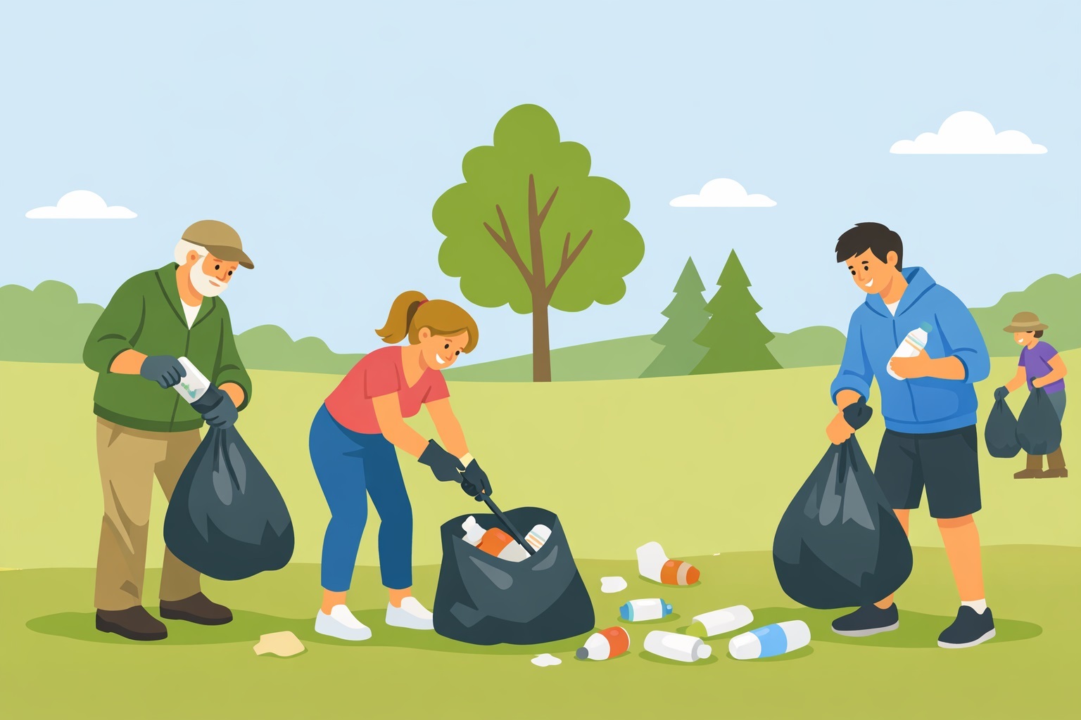 Menschen die Müll einsammeln