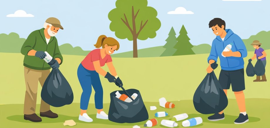Menschen die Müll einsammeln