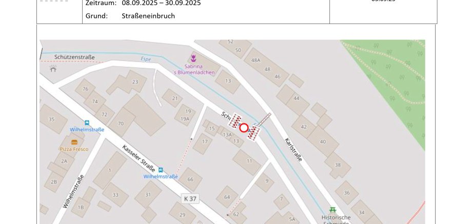 Vollsperrung Schützenstraße