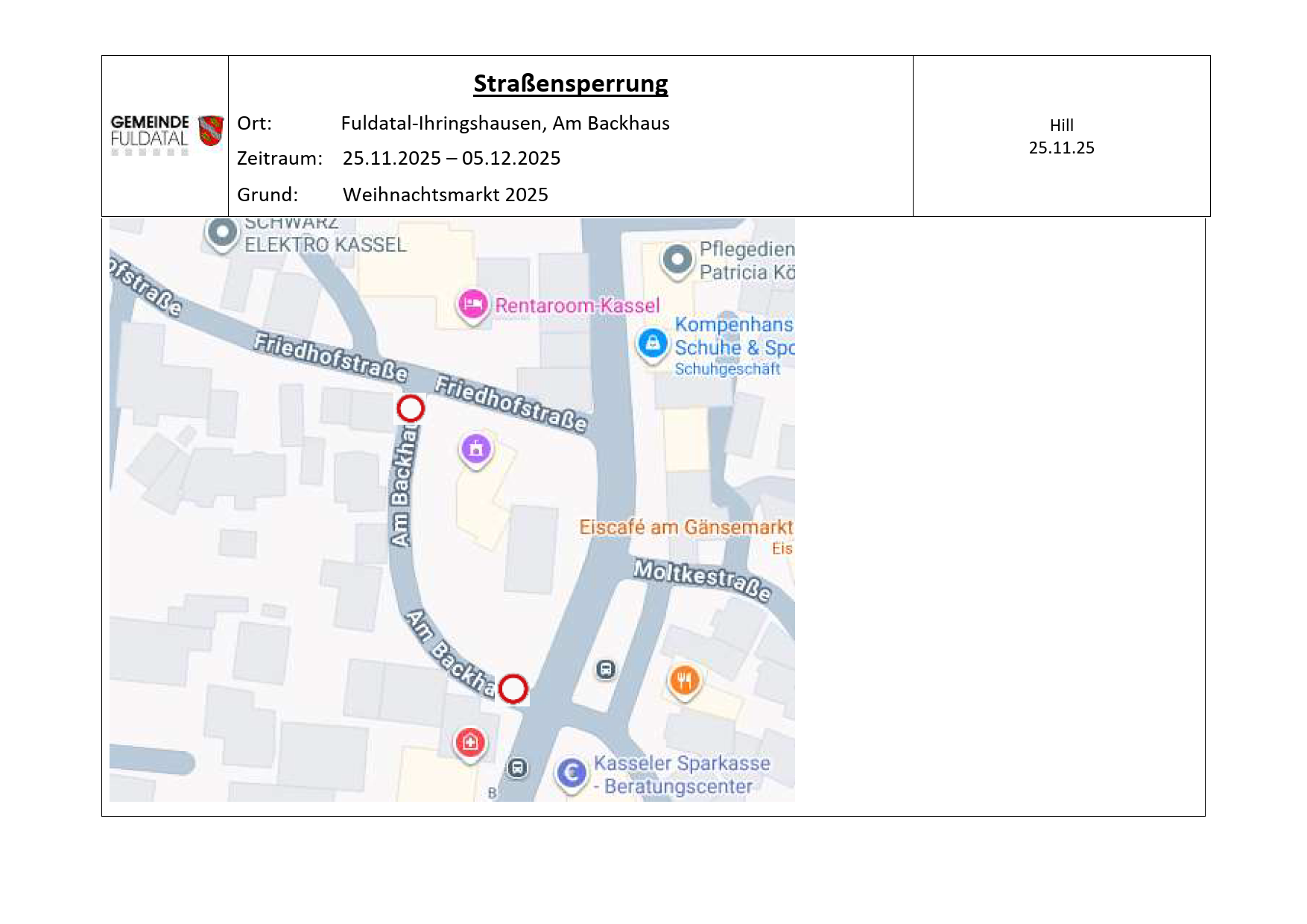 Sperrung Am Backhaus