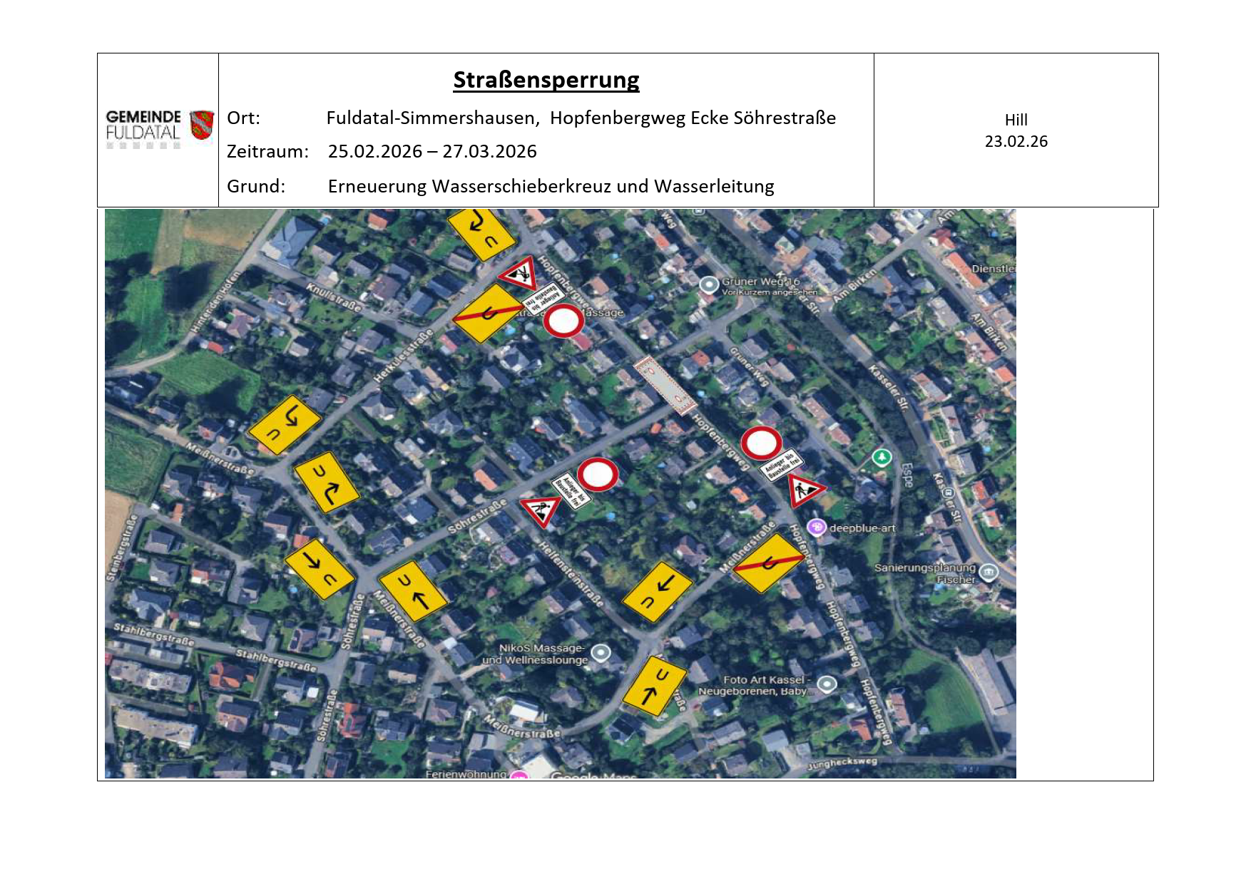 Sperrung Hopfenbergweg