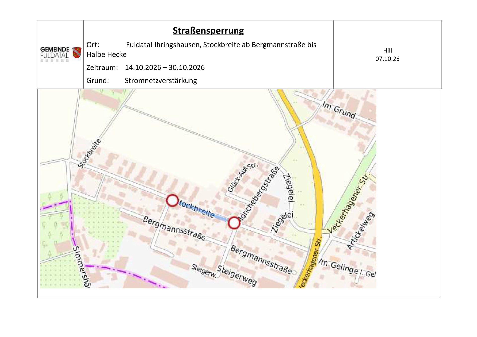 Stockbreite ab Bergmannstraße bis Halbe Hecke