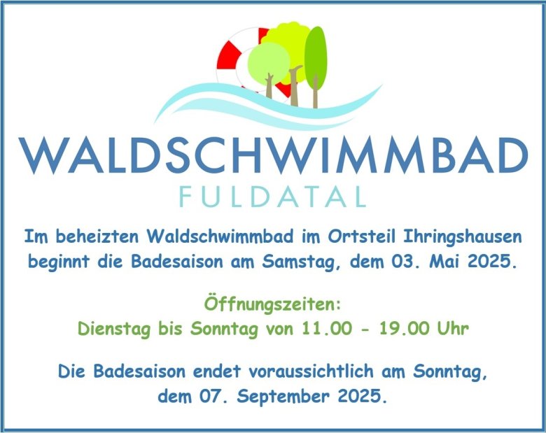 Öffnungszeitraum 2025 Bild des Öffnungszeitraums 2025