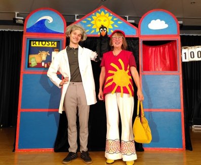 Professor Pfiffikus, Mimi Energy und Rabe Rudi von der Prima-Klima-Show
