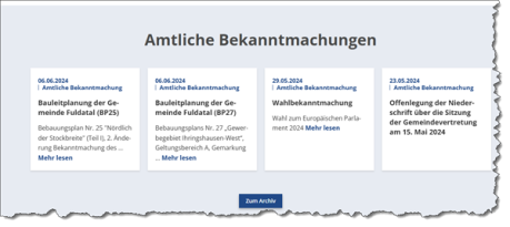 Start-Seite der Bereich Amtliche Bekanntmachungen