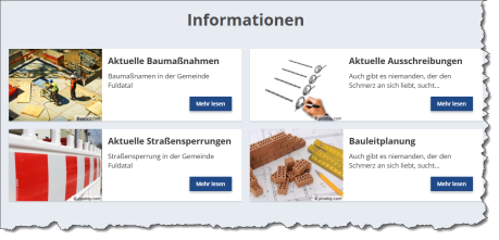 Start-Seite der Bereich Informationen