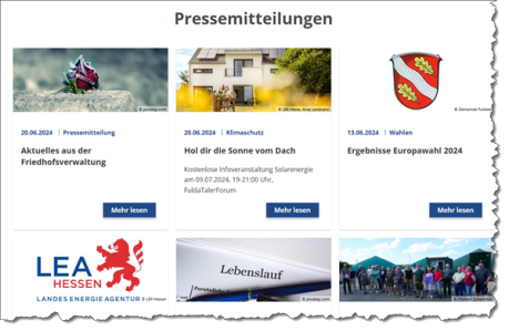 Start-Seite der Bereich Pressemitteilungen