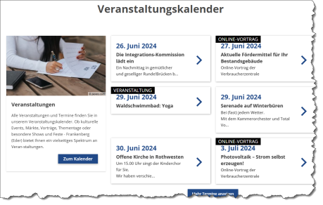 Start-Seite der Bereich Veranstaltungen